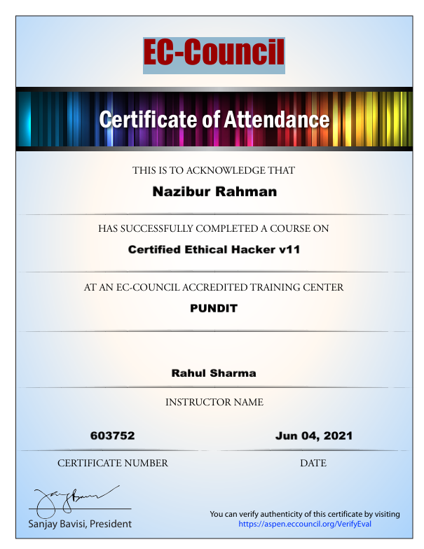 Certificate of Attendance (EC-Council)