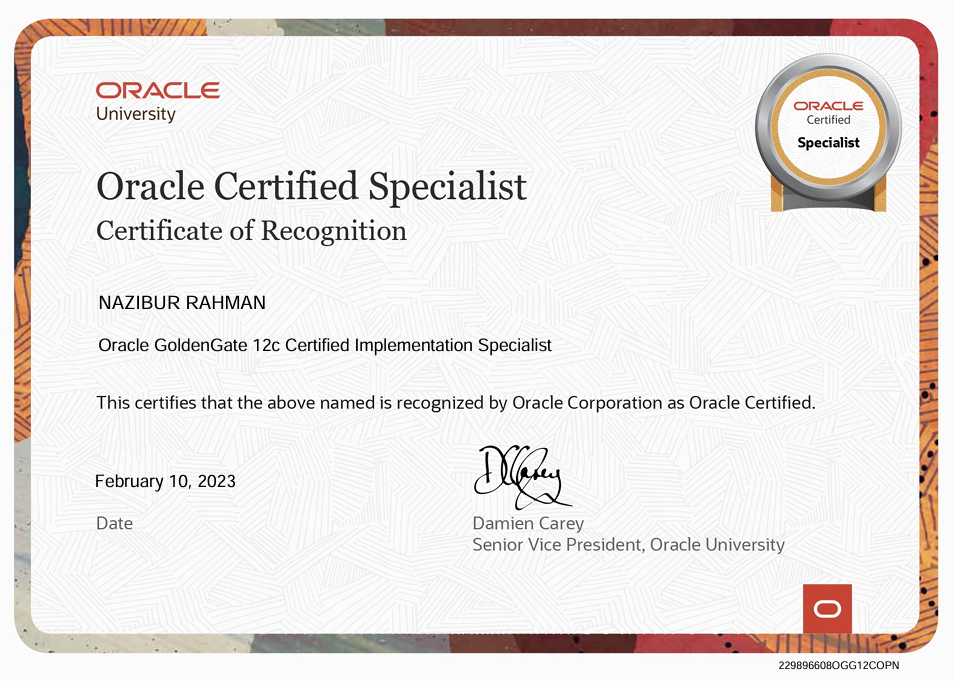 Oracle Certified Specialist