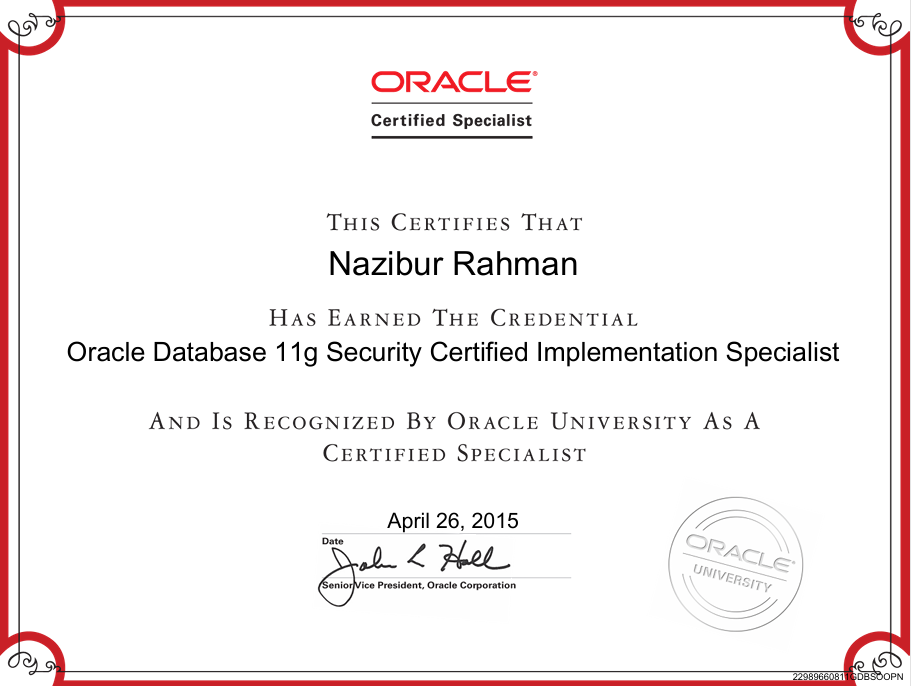 Oracle Certified Database Specialist